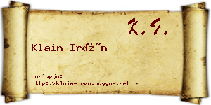 Klain Irén névjegykártya